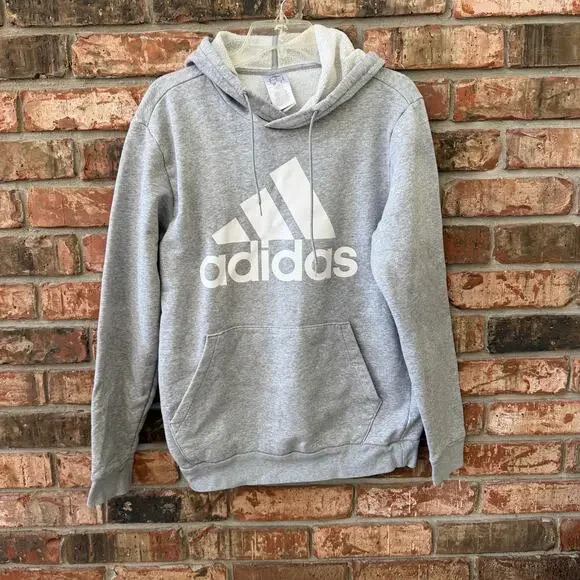 Adidas Mens Size Small Gray Hoodie Classic Large Logo Sweatshirt Pullover - Picture 2 of 5